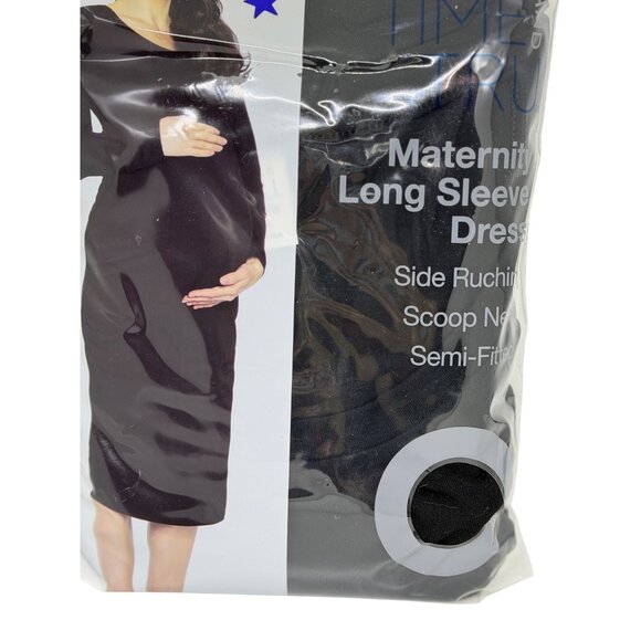 NEW Time and Tru Maternity LS Dress 2XL 20 Solid Plain Black Semi-Fitted Casual - Picture 3 of 3